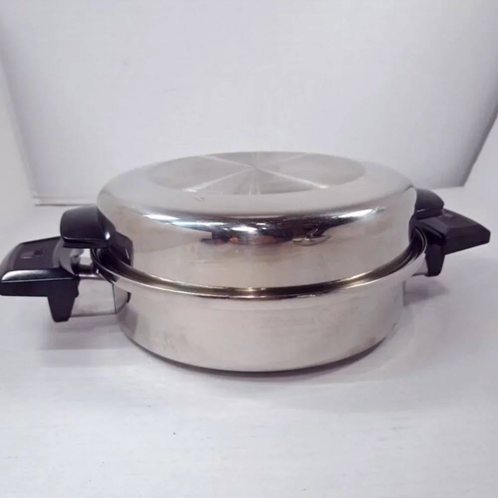 Kitchen Queen Frying Pan skillet with dome Lid 5‎ ply multi-core stainless steel
